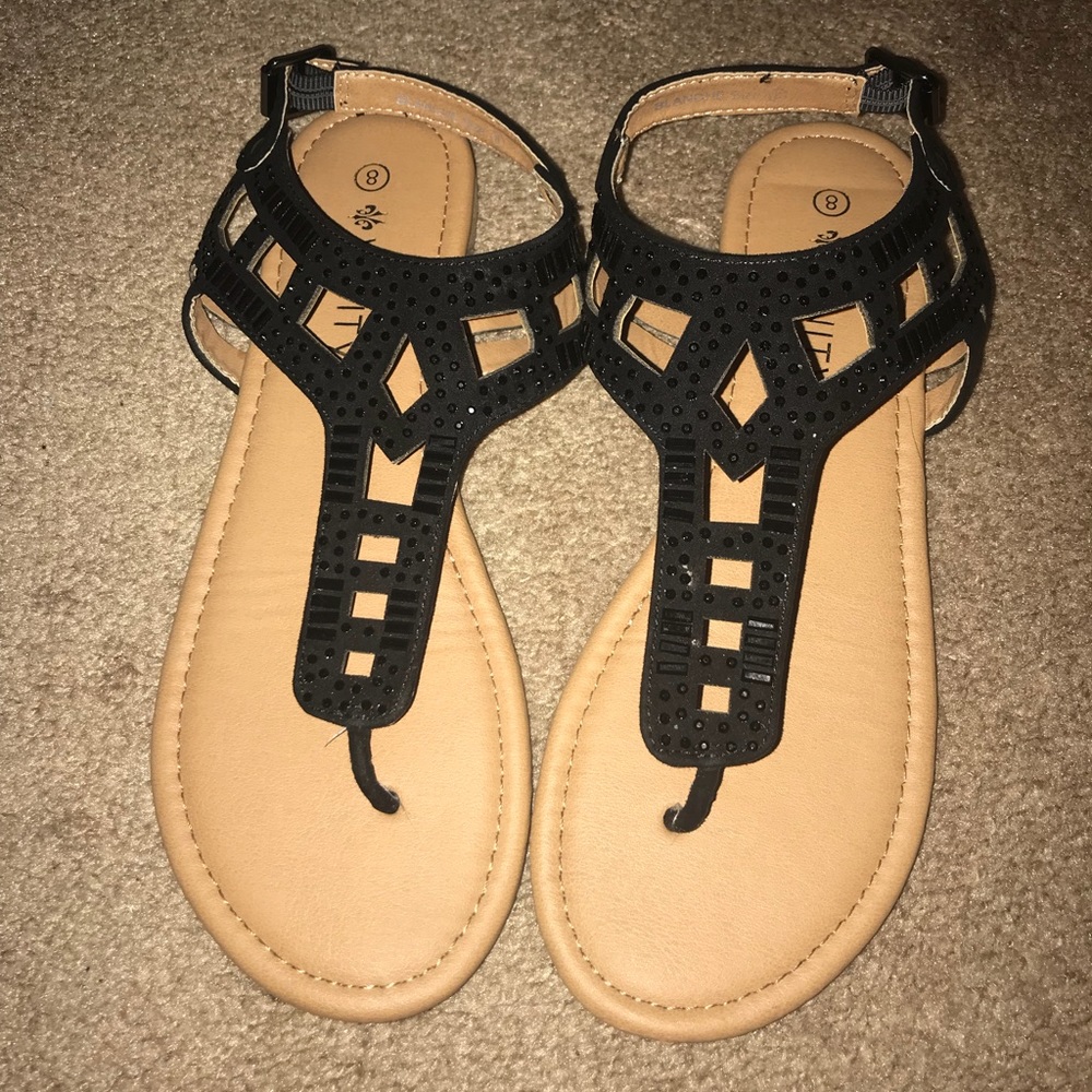 Black rhinestone sandals